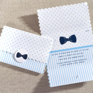 Προσκλητήριο Βάπτισης Παπιγιόν Μπλε