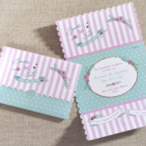 Προσκλητήριο Βάπτισης Πουά Floral