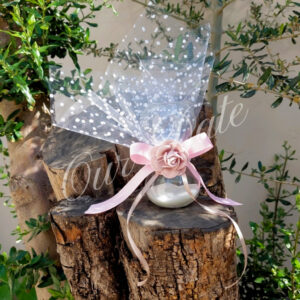 Μπομπονιέρα Βάπτισης Κλεψύδρα Με Λουλούδι