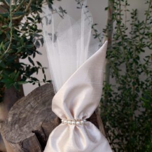 Μπομπονιέρα Γάμου Πουγκί Με Δαχτυλίδι Πέρλα