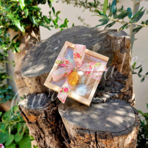 Μπομπονιέρα Βάπτισης Floral Κουτί με Κωνσταντινάτο