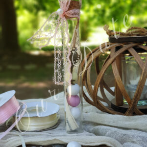 Μπομπονιέρα γάμου-γαμοβάπτισης σωλήνας με κλειδί και πολύχρωμα κουφέτα