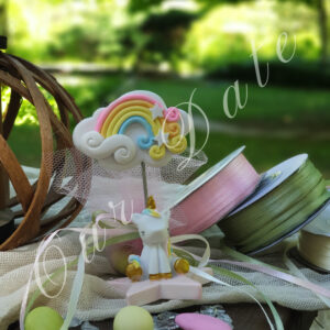 Μπομπονιέρα βάπτισης μονόκερος με ουράνιο τόξο