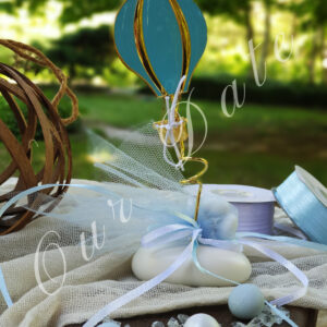 Μπομπονιέρα βάπτισης αερόστατο σε πέτρα