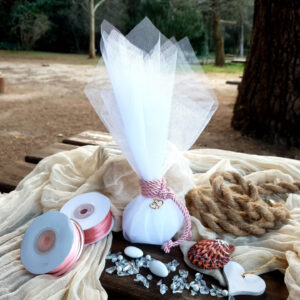 Μπομπονιέρα Γάμου με Ροζ Κορδόνι και Καρδιά