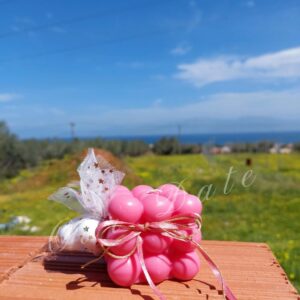 Μπομπονιέρα Βάπτισης Κερί Bubble Ροζ