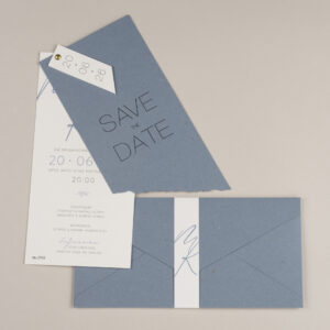 Προσκλητήριο Γάμου Save The Date Μπλε
