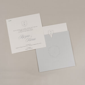Προσκλητήριο Γάμου Γκρι με Βαθυτυπία