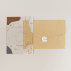 Προσκλητήριο Γάμου Plexiglass σε Απόχρωση Ώχρας