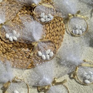 Μπομπονιέρα Γάμου Στεφάνι με Πουά Τούλι