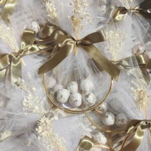 Μπομπονιέρα Γάμου Στεφάνι με Αποξηραμένο Γιψοφίλλη