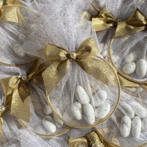 Μπομπονιέρα Γάμου Στεφάνι με Γκλίτερ Τούλι