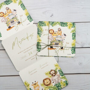 Προσκλητήριο Βάπτισης Τρίπτυχο Ζώα της Ζούγκλας