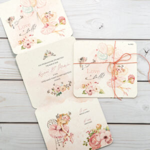 Προσκλητήριο Βάπτισης Τρίπτυχο Μπαλαρίνα