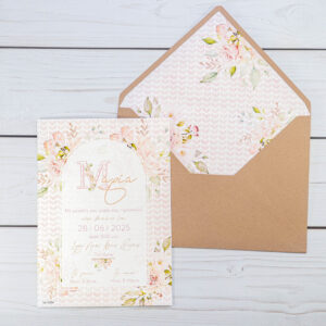 Προσκλητήριο Βάπτισης Ροζ Floral