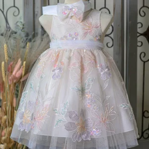 Βαπτιστικό Φόρεμα Πολύχρωμο με Λουλούδια Bebe en Rose