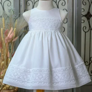 Βαπτιστικό Φόρεμα Λευκό Κιπούρ Bebe en Rose