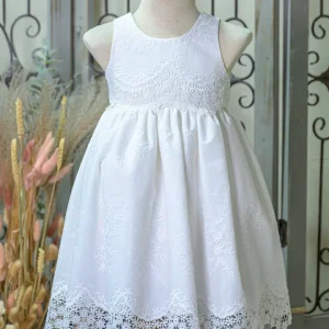 Βαπτιστικό Φόρεμα Λευκό Λινό Bebe en Rose