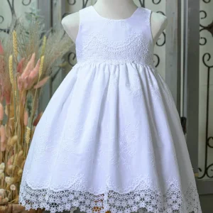 Βαπτιστικό Φόρεμα Λευκό με Ιδιαίτερα Σχέδια Bebe en Rose