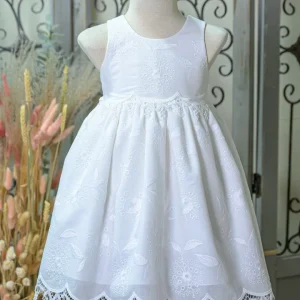 Βαπτιστικό Φόρεμα Λευκό με Δαντέλα Bebe en Rose