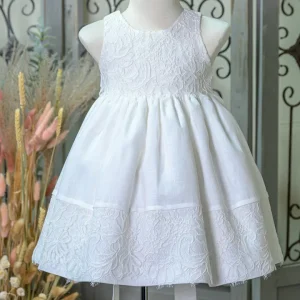 Βαπτιστικό Φόρεμα Λευκό με Δαντέλα Bebe en Rose