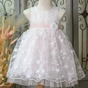 Βαπτιστικό Φόρεμα Ιβουάρ με Ανθάκια Bebe en Rose