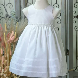 Βαπτιστικό Φόρεμα Λευκό Λινό με Πέρλες Bebe en Rose