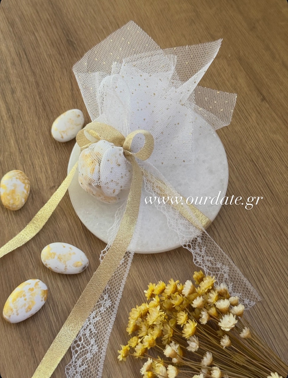 Μπομπονιέρα Σουβέρ Στρογγυλό από Μάρμαρο Νάξου