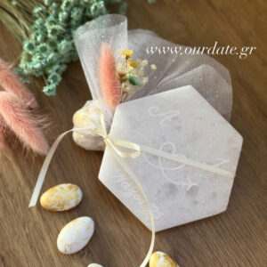 Μπομπονιέρα Σουβέρ Εξάγωνο από Μάρμαρο Νάξου