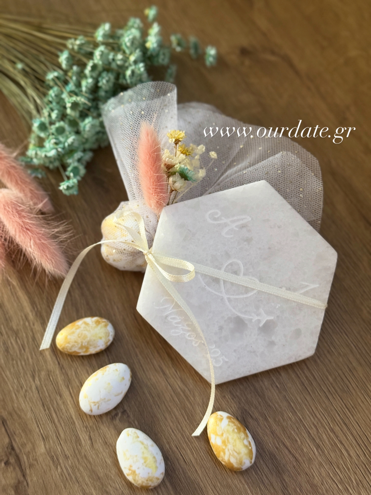 Μπομπονιέρα Σουβέρ Εξάγωνο από Μάρμαρο Νάξου