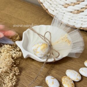 Μπομπονιέρα Κοχύλι Γύψινο σε Λευκή Απόχρωση