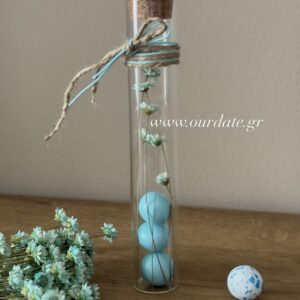 Μπομπονιέρα Σωλήνας με Αποξηραμένα Μπλε Ανθάκια