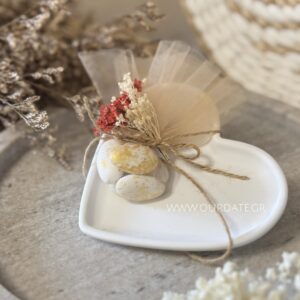 Μπομπονιέρα Πιατάκι Καρδιά Λευκή