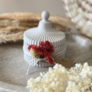 Μπομπονιέρα Μπιζουτιέρα Γκρι με Αποξηραμένα