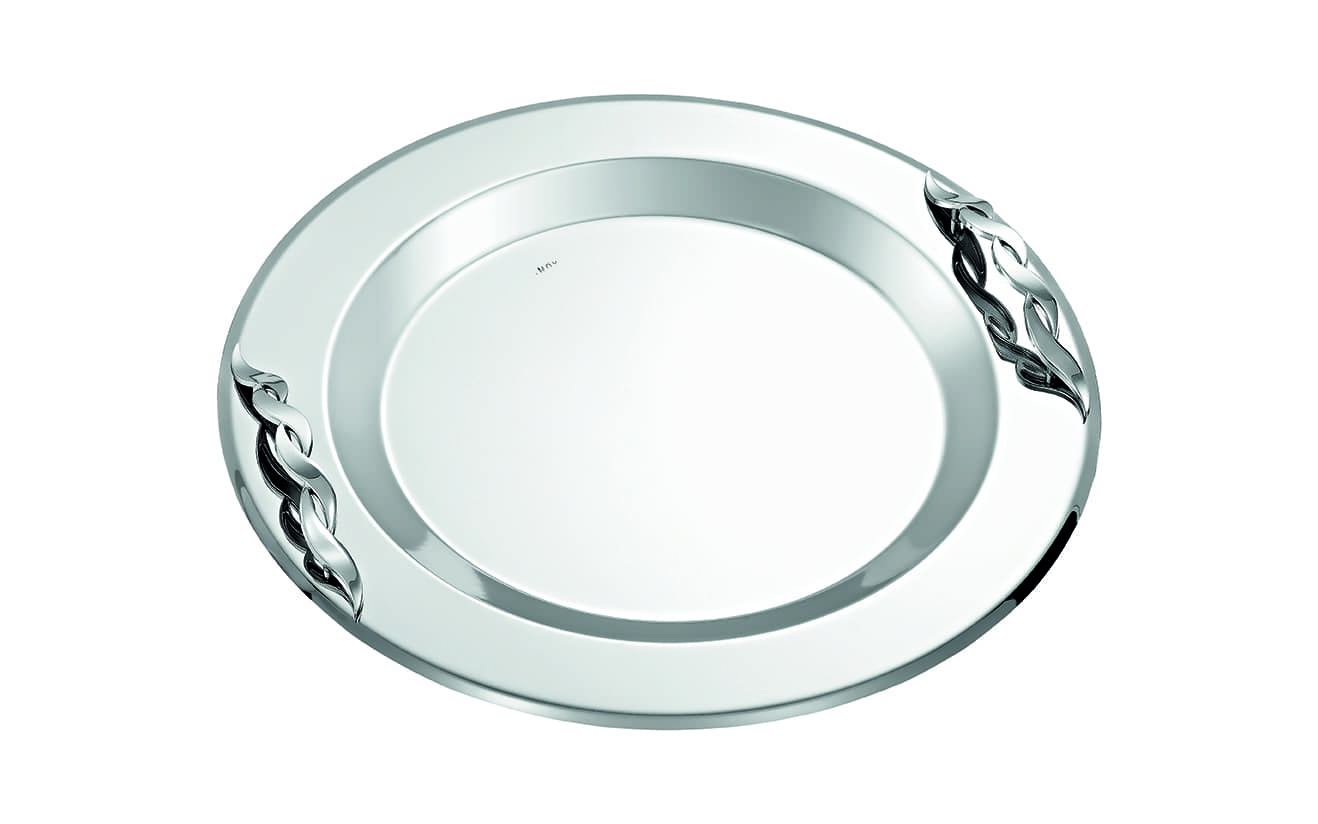 Δίσκος Inox με Ασημί Πλεξούδια Χερούλια