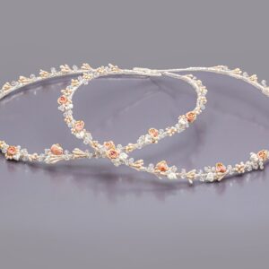 Στέφανα Γάμου Πορσελάνινα Σωμόν Άνθη και Swarovski