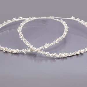 Στέφανα Γάμου Πορσελάνινα με Λευκά Άνθη, Strass και Swarovski