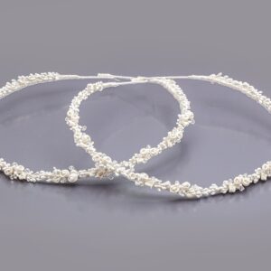 Στέφανα Γάμου Πορσελάνινα με Λευκά Άνθη και Swarovski