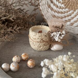 Μπομπονιέρα Κερί σε Μπεζ Πορόλιθο